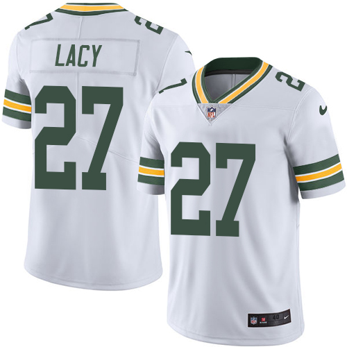 Men's Elite Eddie Lacy Nike Jersey White - #27 Rush NFL Green Bay Packers